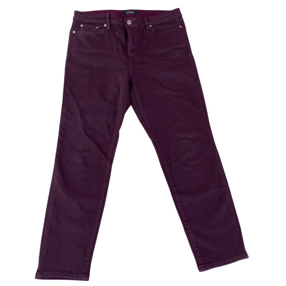 Lauren Ralph Lauren Jeans Womens Size 10 Burgundy Red Skinny Mid Rise